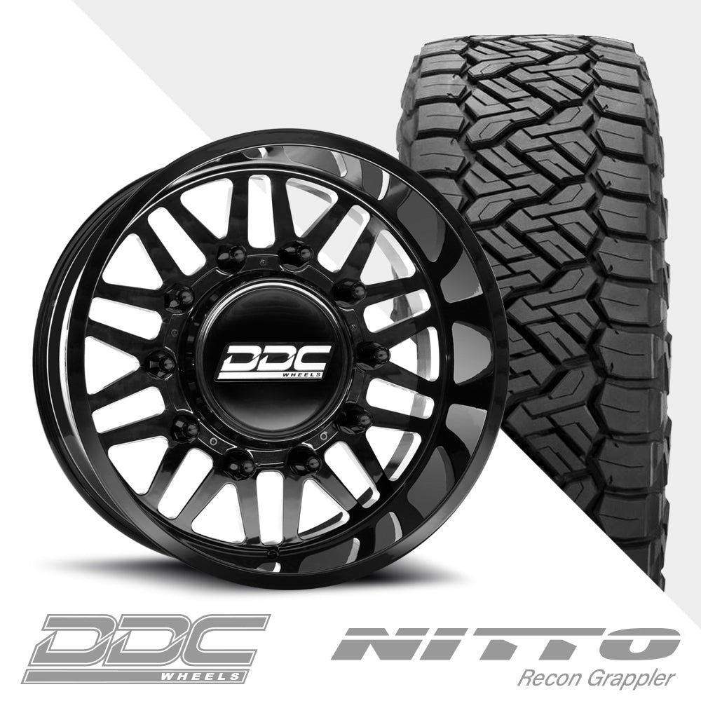 Aftermath Black Milled Super Single Recon Grappler A/T 35X12.50R22 (34.53 x 12.52)