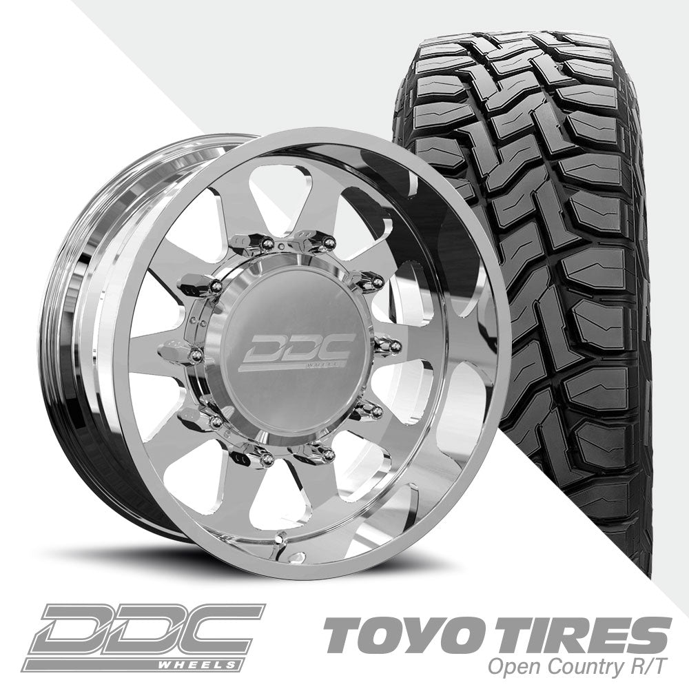 The Ten Polished  Toyo R/T 295/55R22 (Super Single)