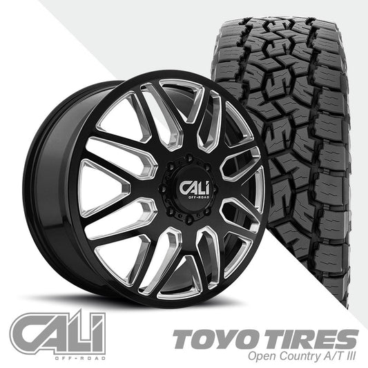 Invader 9115D Black Milled Traditional Front Open Country A/TIII 35X12.50R22 (34.5 x 12.5)