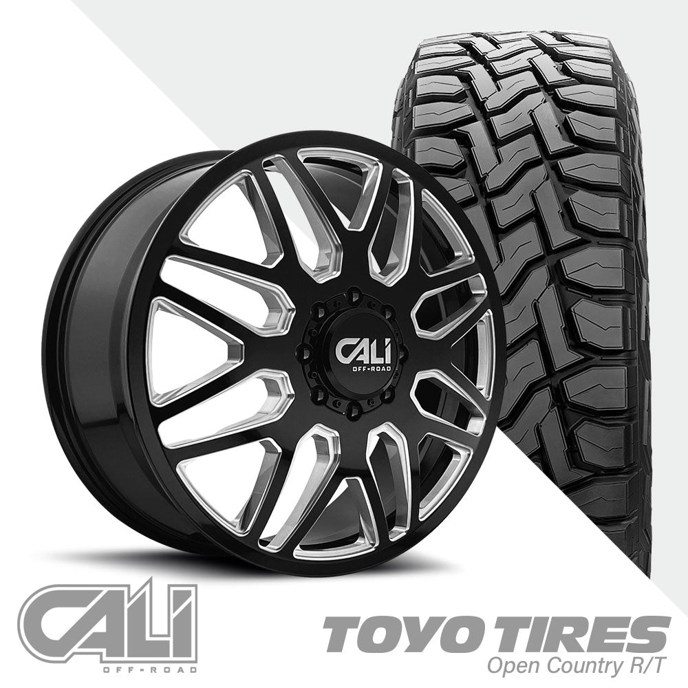 Invader 9115D Black Milled Traditional Front Open Country R/T 295/50R22 (33.7 x 12.2)
