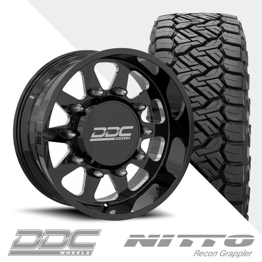 The Ten Black Milled  Recon Grappler A/T 285/55R22 (Super Single)