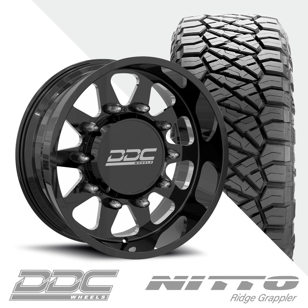 The Ten Black Milled  Ridge Grappler 37X12.50R22 (Super Single)