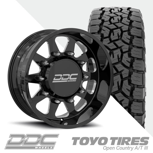 The Ten Black Milled  Toyo A/TIII 285/55R22 (Super Single)