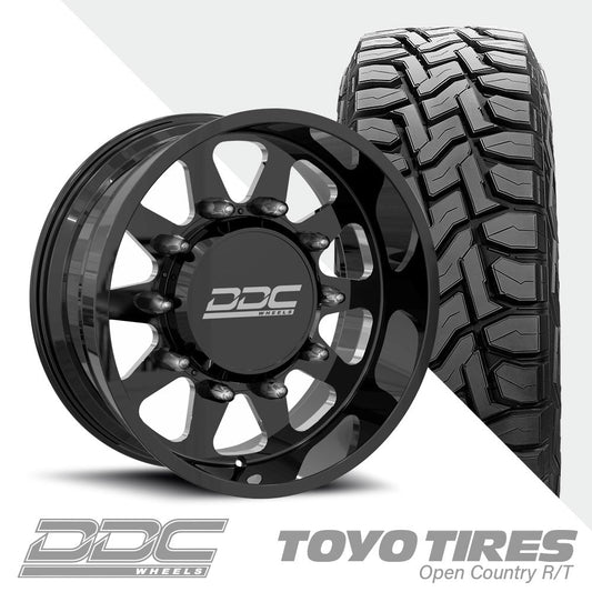 The Ten Black Milled  Toyo R/T 295/55R22 (Super Single)