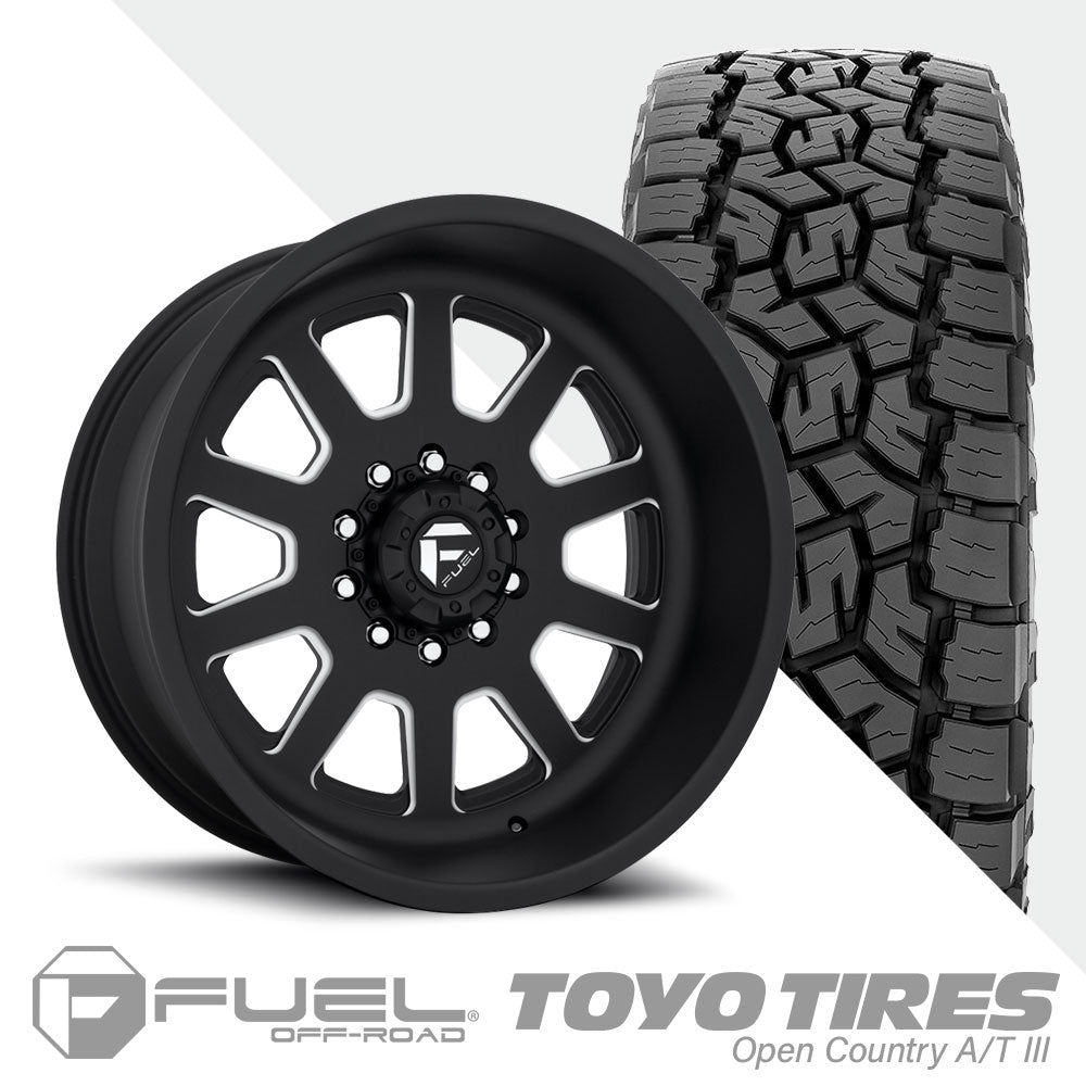 FF09D Matte Black Milled  Toyo A/TIII 275/65R20 (Super Single)