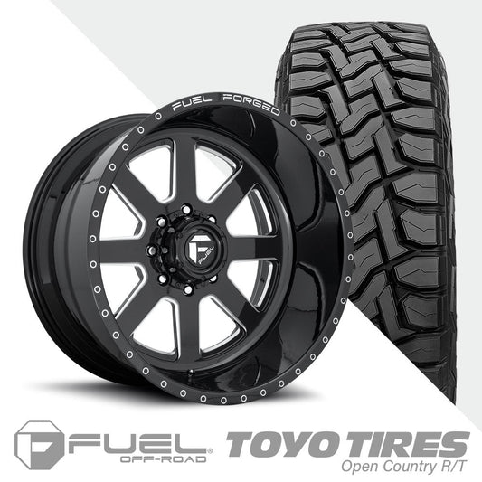 FF09D Matte Black Milled  Toyo R/T 295/55R22 (Super Single)