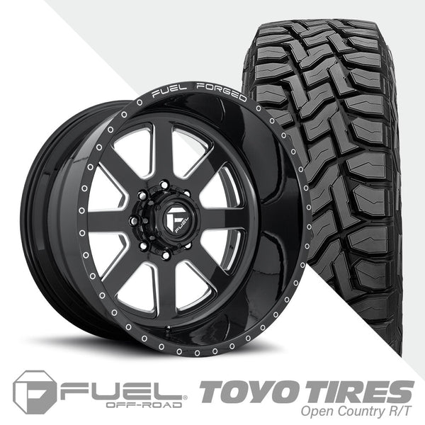 FF09D Matte Black Milled  Toyo R/T 37X12.50R20 (Super Single)