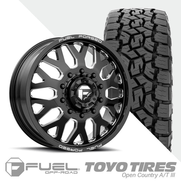 FF19D Gloss Black Milled 10 Lug Open Country A/TIII 35x11.50R20 (34.5 x 11.4)