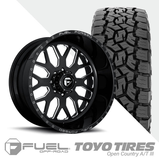 FF19D Gloss Black Milled  Toyo A/TIII 37X12.50R20 (Super Single)