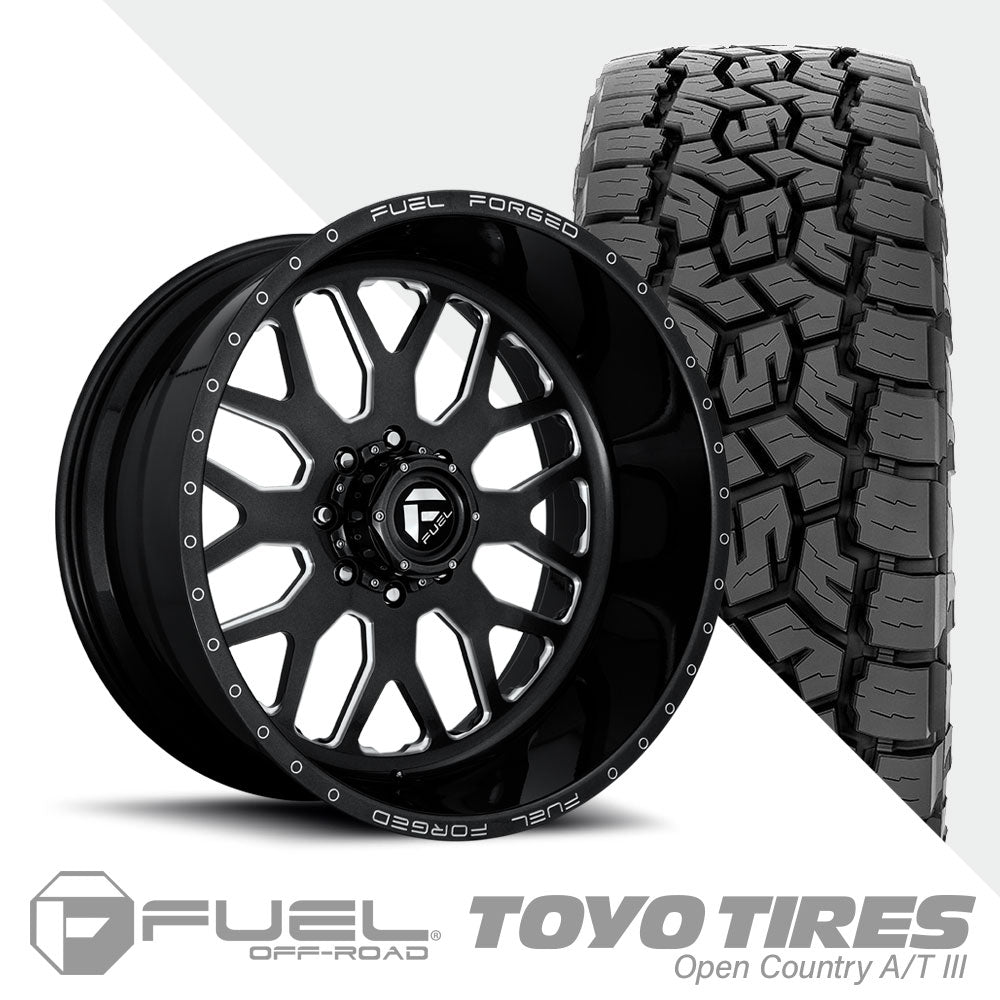 FF19D Gloss Black Milled Super Single Open Country A/TIII 35X12.50R20 (34.5 x 12.50)