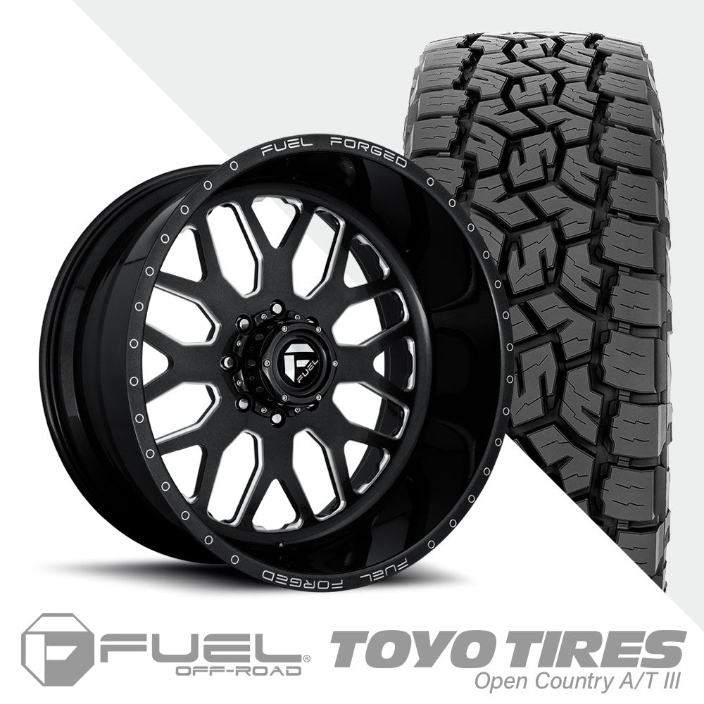 FF19D Gloss Black Milled  Toyo A/TIII 35X12.50R20 (Super Single)