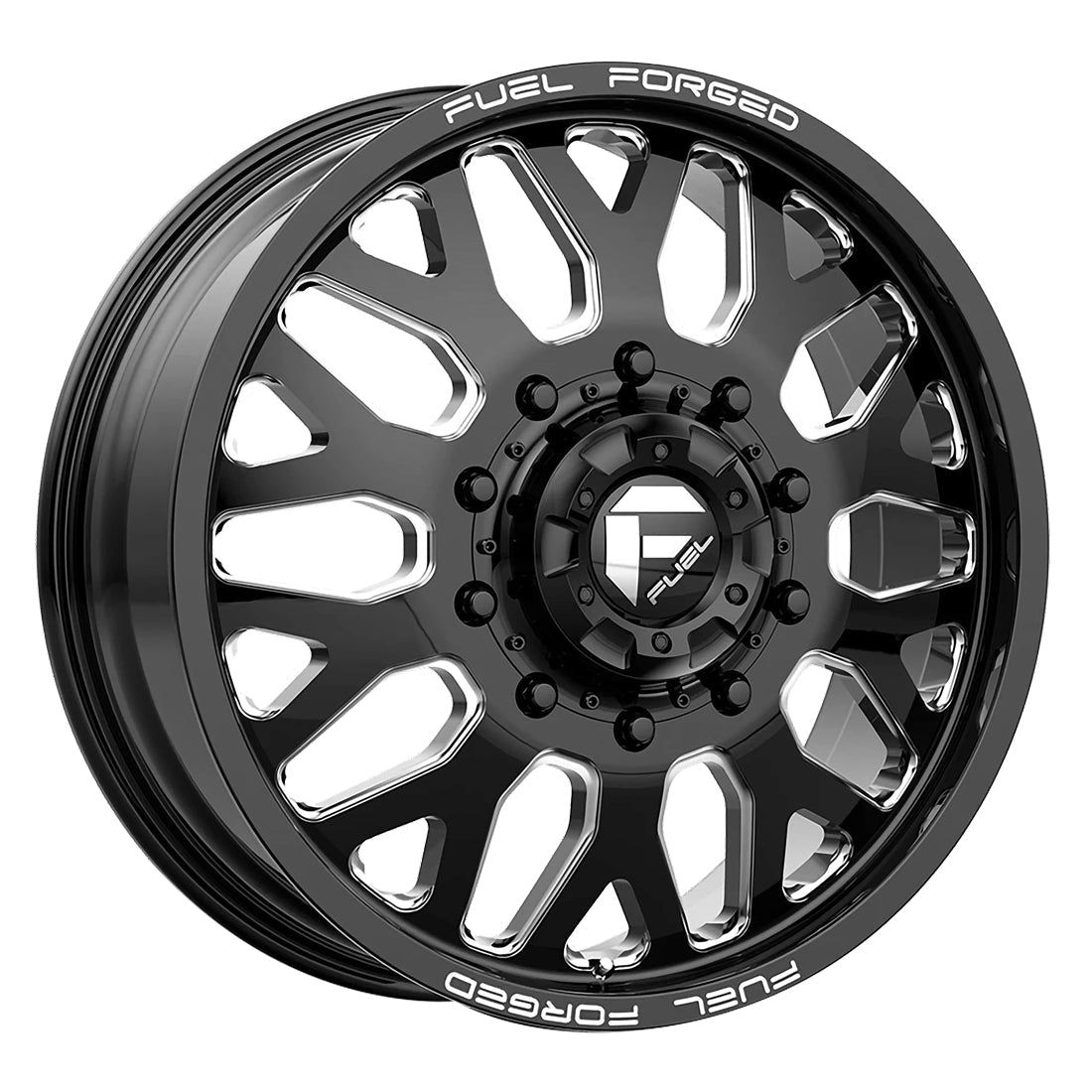 FF19D Gloss Black Milled 10 Lug Open Country A/TIII 35X12.50R22 (34.5 x 12.5)